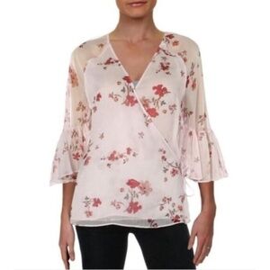 NWT  Lauren Ralph Lauren floral pink wrap top